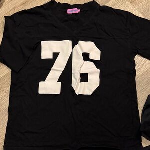 Edikted Black and White Number 76 Jersey Top